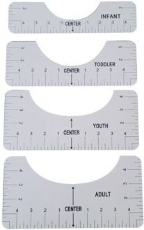 4PCS T-Shirt Alignment Ruler, Craft Ruler with Guide Tool for Vinyl Ruler Guide DIY Crafts Sewing Accessories B