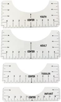4PCS T-Shirt Alignment Ruler, Craft Ruler with Guide Tool for Vinyl Ruler Guide DIY Crafts Sewing Accessories