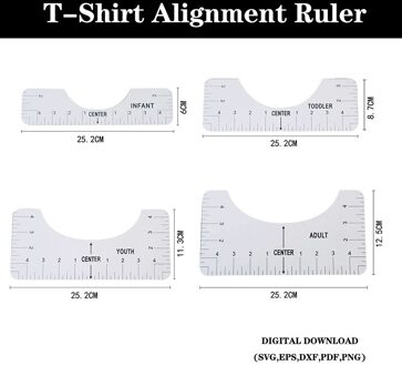 4Pcs Uitlijning Heerser Voor T-shirt Vinyl T-shirt Heerser Gids Alignment Tool Center Ontwerpen Htv Standaard Uitlijning Heerser Ne