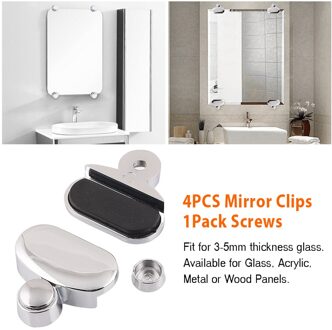 4Pcs Verdikte Beugels Spiegel Clip Badkamer Accessoires Plank Ondersteuning Vaste Montage Zinklegering Glasklem Houder Hardware Home