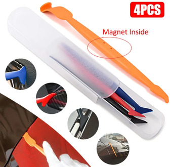 4PCS Vinyl Car Wrap Squeegee Set Carbon Fiber Window Tint Foil Film Magnet Scraper Tools Kit Auto Sticker Wrapping Accessories