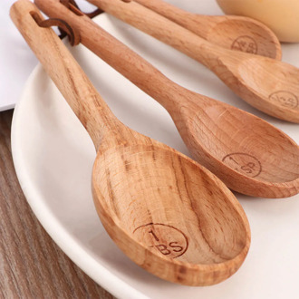 4pcs Wood Measuring Spoon Set Kitchen Sugar Spice salt Spoon Baking Measuring Spoons Coffee Tea Scoop Wooden Cooking Utensils
