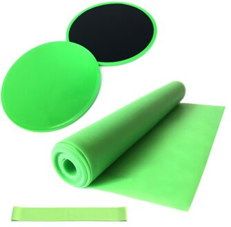 4Pcs Yoga Apparatuur Set Discs Core Sliders Weerstand Loop Band Oefening Latex Band Fitness Stretching Thuis Joga Pilates Kit groen