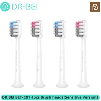 4Pcs Youpin Dr. Bei Elektrische Tandenborstel Heads Vervangbare Opzetborstels Gevoelige/Cleanning Tandenborstel Hoofd 4stk Sensitive type