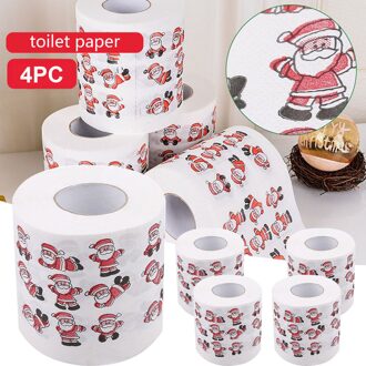 4Pcstoilet Papier Kerst Patroon Kleur Toiletpapier Santa Kerstboom Gedrukt Tissue Туалетная Бумага