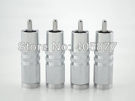 4pcsx RCA Rhodium Plug 8mm Cable Audio Phono Copper Connector HiFi
