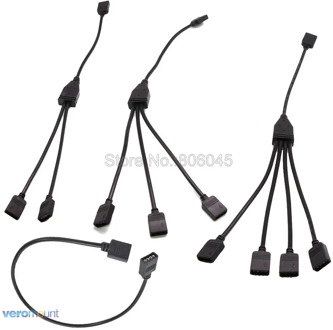 4Pin RGB Splitter Connector Black Cable 1 to 1 2 3 4 5 Female to Female Splitter Extension Cable for 5050 RGB LED Strip Light