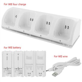 4Port Smart Charger Charging Dock Station Met Oplaadbare Batterijen Usb Data Kabel Voor Wii Game Console Accessoires