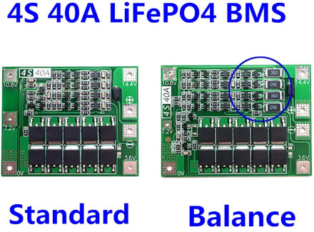4S 40A 12.8V 14.4V 18650 LiFePO4 BMS/ lithium iron battery protection board with equalization start drill Standard/Balance
