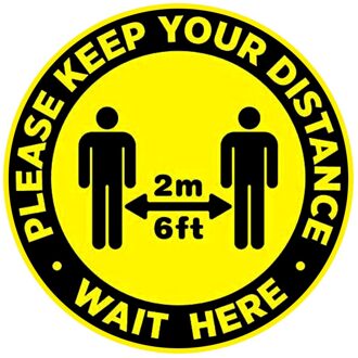 4Size Ground sign Isolated label 30CM diameter Stand Here Keep 6ft in Between Distance Marker Floor Distance Marker #W