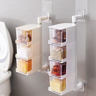 4th Floor Clear Acryl Draaibare Keuken Spice Opslag Container Rack Muur Plastic Set Kruidkruik Voor Spice Kruiden Doos Grijs