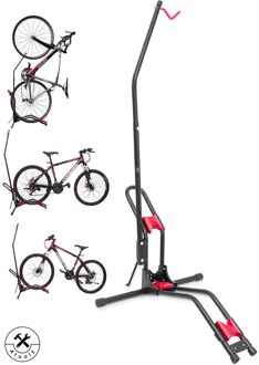 4toolz® Display Fietsenrek Deluxe - 3-in-1 Fietsstandaard - Zwart Rood