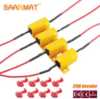 4X 25W Led Reverse Brake Richtingaanwijzer Lastweerstand Fix Fout Snelle Flash 7443 WY21W W21W 7440 P21/5W 1157 P21W 1156 PY21W