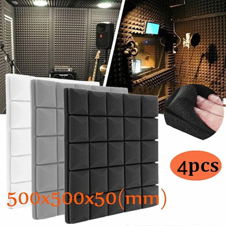 4x-500x500x50mm Soundproof Foam Panels Acoustic Sound Stop Absorption Sponge Drum Room Accessories Wedge Tiles Polyurethane Foam