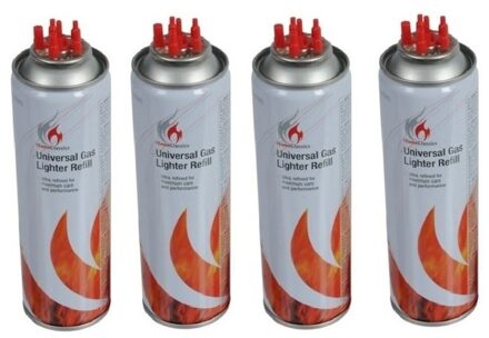 4x Aansteker gas / butaan gasfles 250 ml