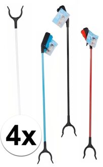 4x afvalgrijpers in verschillende kleuren 83 cm - Action products