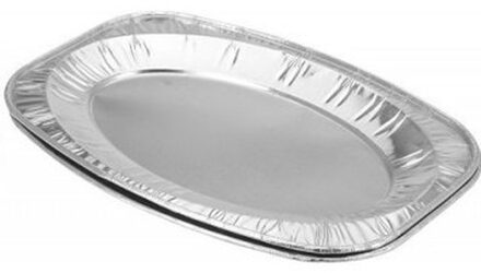 4x Aluminium Serveerschalen 43 Cm - Serveerschalen Zilverkleurig