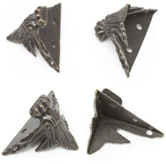 4x Antiek Brons Decoratieve Sieraden Doos Houten Case Voeten Been Hoek Protector