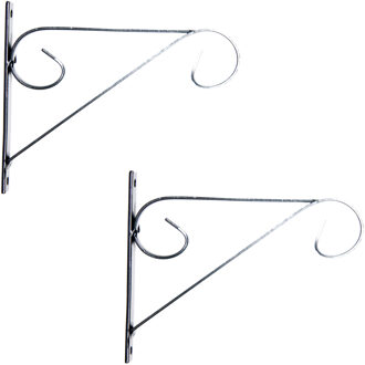 4x Antraciete hangpot haken metaal met krul 18 x 16 cm