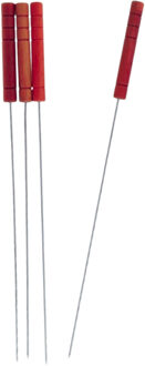 4x Barbecuespiezen/vleespennen houten handvat 32 cm - Barbecuespiezen