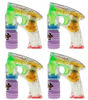 4x Bellenblaas pistool met LED licht 14 cm - Buitenspeelgoed fun artikelen