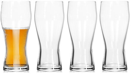 4x Bier glazen set 400 ml - Bierglazen Transparant