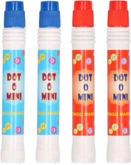 4x Bingostiften in blauw en rood