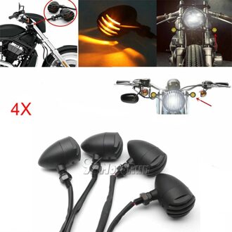 4x Black Motorcycle Bullet Richtingaanwijzers Voor Honda VT Shadow Ace Classic 500 700 750 1100/Yamaha V- star XVS 650 1100 Classic