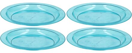 4x Blauwe plastic borden/bordjes 20 cm