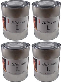 4x blik vuur tuinfakkel - 11 x 13 cm - 5-8 branduren - verlichting in blik - tuinkaars