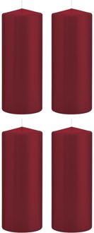 4x Bordeauxrode cilinderkaars/stompkaarsen 8x20cm 119 branduren