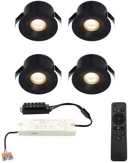 4x Cadiz - Mini LED spotjes 12V IP44 Dimbaar via Zwart