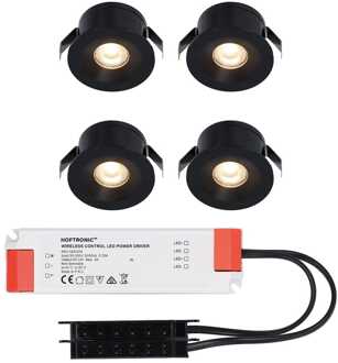 4x Cadiz - Mini LED spotjes 12V IP44 Zwart