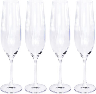 4x Champagne glazen/flutes 26 cl/260 ml van kristalglas - Champagneglazen Transparant