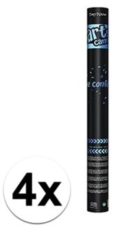 4x Confetti kanon metallic blauw 60 cm