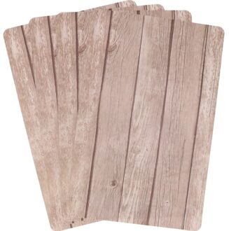 4x cosy & trendy tafel placemats - bruin- houten planken print - pvc - 44 x 28 cm - onderleggers