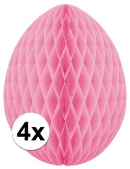 4x Decoratie paasei lichtroze 10 cm