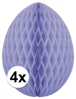 4x Decoratie paasei lila 10 cm
