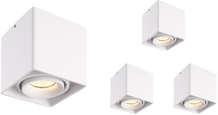 4x Dimbare LED opbouw plafondspot Esto Wit incl. GU10 spot 5W 2700K IP20 kantelbaar
