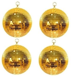 4x Disco spiegel ballen goud 30 cm