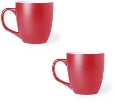 4x Drinkbeker/mok rood 440 ml - Keramiek - Rode mokken/bekers voor onbijt en lunch