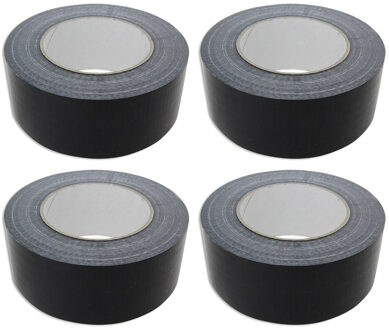 4x Ducttape rol zwart 50mm x 50 meter
