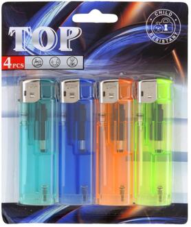 4x Gekleurde aanstekers hervulbaar/navulbaar 9 cm