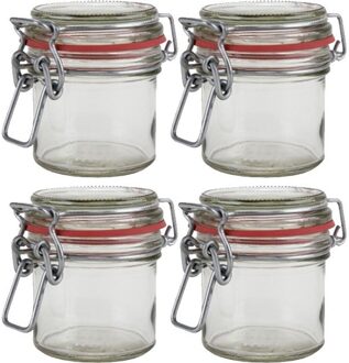 4x Glazen confituren mini pot/weckpot 100 ml met beugelsluiting en rubberen ring - Weckpotten Transparant