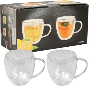 4x Glazen dubbelwandig voor koffie en thee 240 ml - Koffie- en theeglazen Transparant