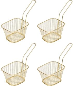 4x Goud patat/snack serveermandje/frituurmandje 20 cm