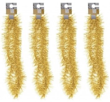 4x Gouden folieslingers fijn 180 cm - Kerstslingers Goudkleurig