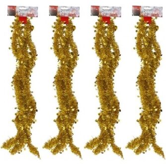 4x Gouden tinsel kerstslingers 270 cm Goudkleurig