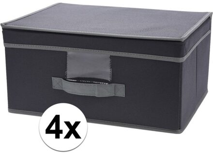 4x Grijze opbergdozen/opbergboxen met vaste deksel 39 cm - Action products