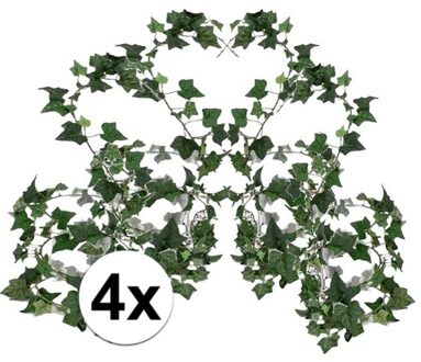 4x Groene klimop slinger plant Hedera Helix 180 cm - Kunstplanten/nepplanten